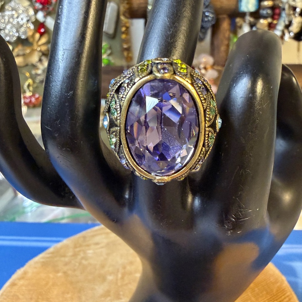 Heidi Daus Purple and Green Gemstone Ring